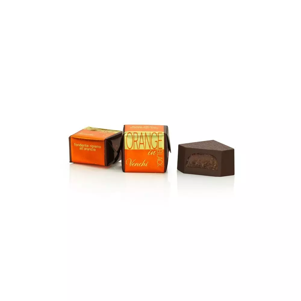 Orange in Black - Venchi, 80751091, Sjokolade, plukk & miks, Venchi S.p.A., Mørk sjokolade 60% med kandisert appelsin
