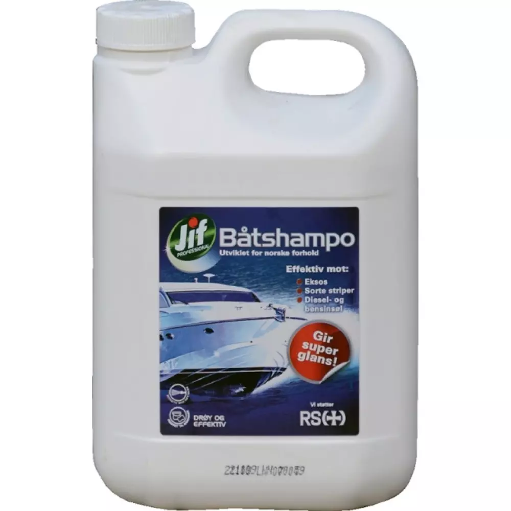Jif Båtshampo 5 l, 7046110207864, 1039583, FLAK AS, Jif Båtshampo er effektiv mot rester av eksos, diesel og bensin, samt rengjøring av vannlinje og sorte striper., Vask