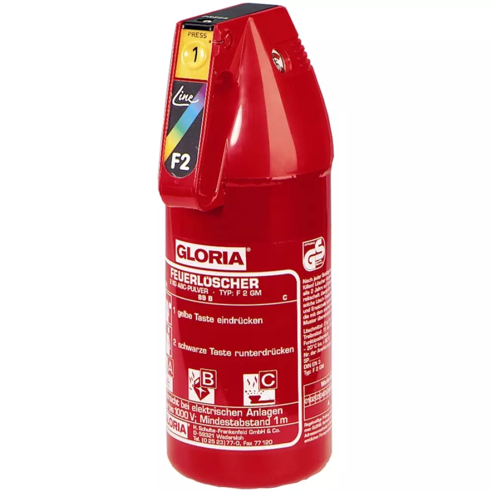 Brannslukker Gloria 2 kg, F2GM, 4006325669027, 1041216, NDS AS, Gloria 2kg pulverapperat, F2GM