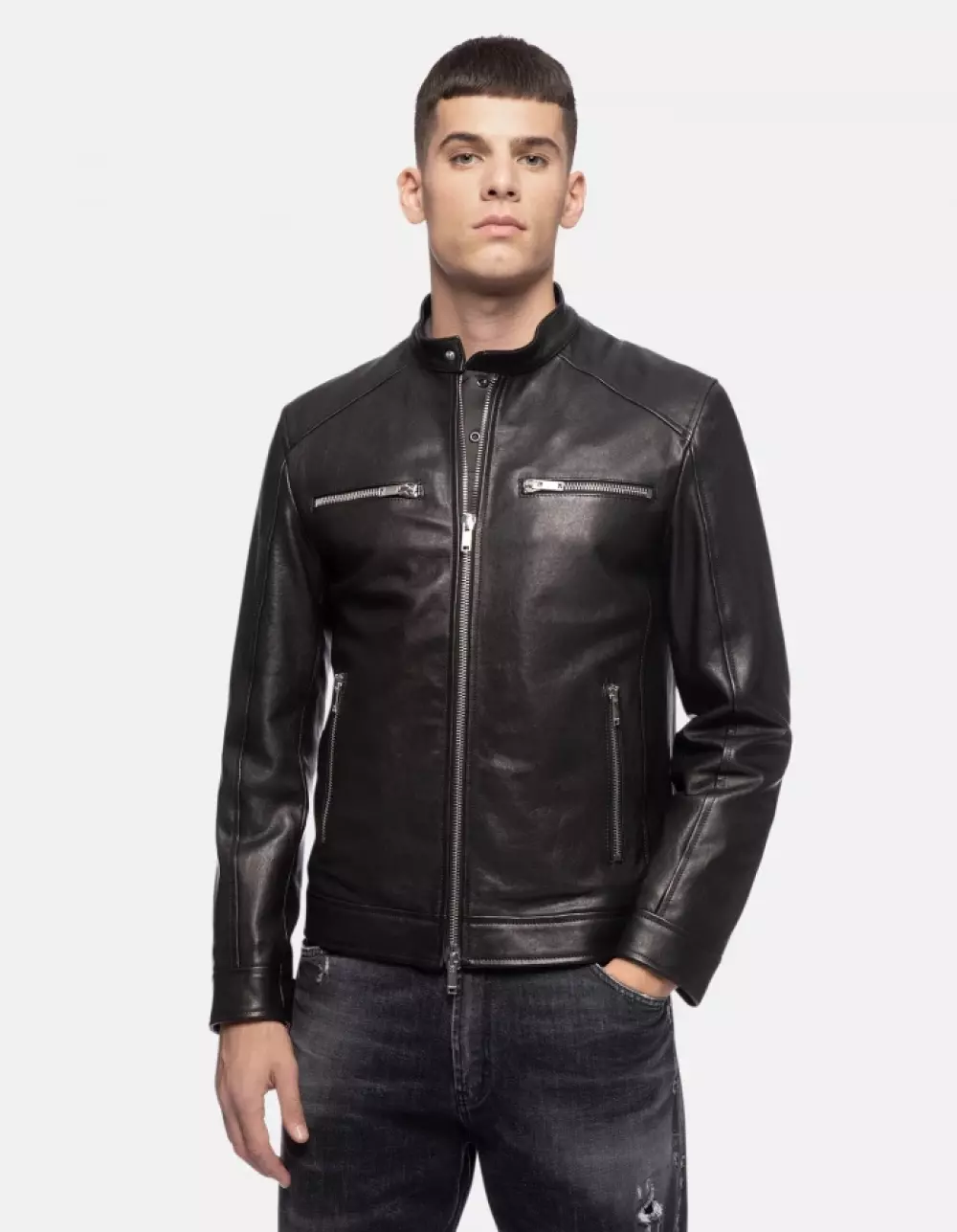 DONDUP - UJ902_PL0392U_999 - Slim-fit nappa leather biker jacket