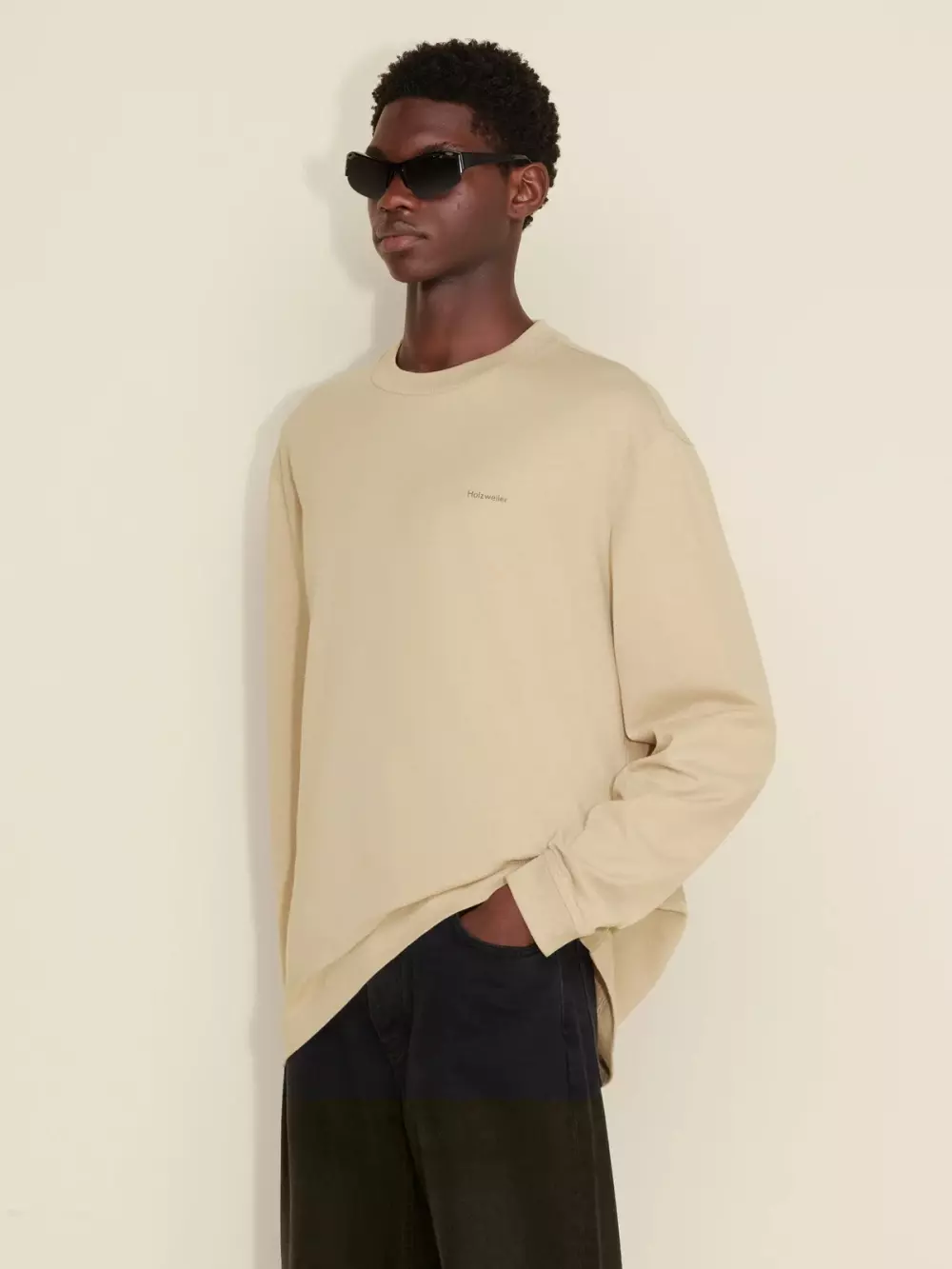 Holzweiler - M. Relaxed Long Sleeve - Sand, SWEAT & T-SHIRT, T - SHIRT LS, HOLZWEILER, 17722_1002, Relaxed fit, HERRE, Sand