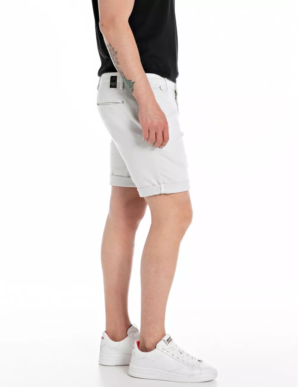 REPLAY- BENNI SHORT - PEARL GREY, SHORTS, CHINOS, REPLAY, REPLAY - BENNI SHORT - 209 - PEARL GREY, M9782A.000.8366197_209, 10.5 OZ BULL HYPERFLEX STRETCH DENIM - REGULAR, 28-, HERRE, PEARL GREY