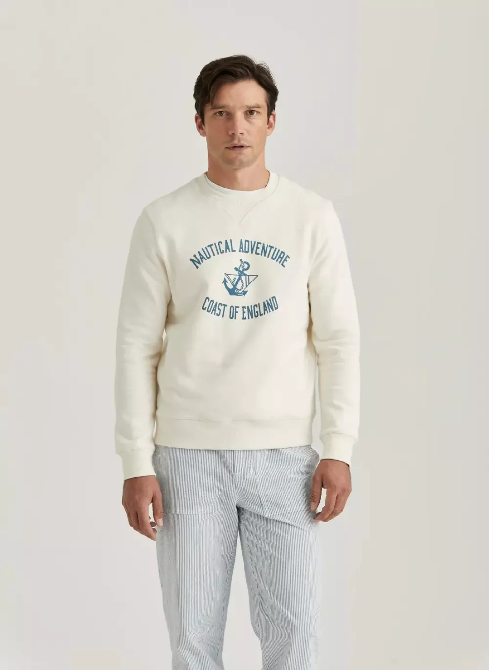 Morris - Navy Sweatshirt - 02 Off white, SWEAT & T-SHIRT, SWEAT CREW, MORRIS STOCKHOLM, 450329_002, HERRE, 02 Off white