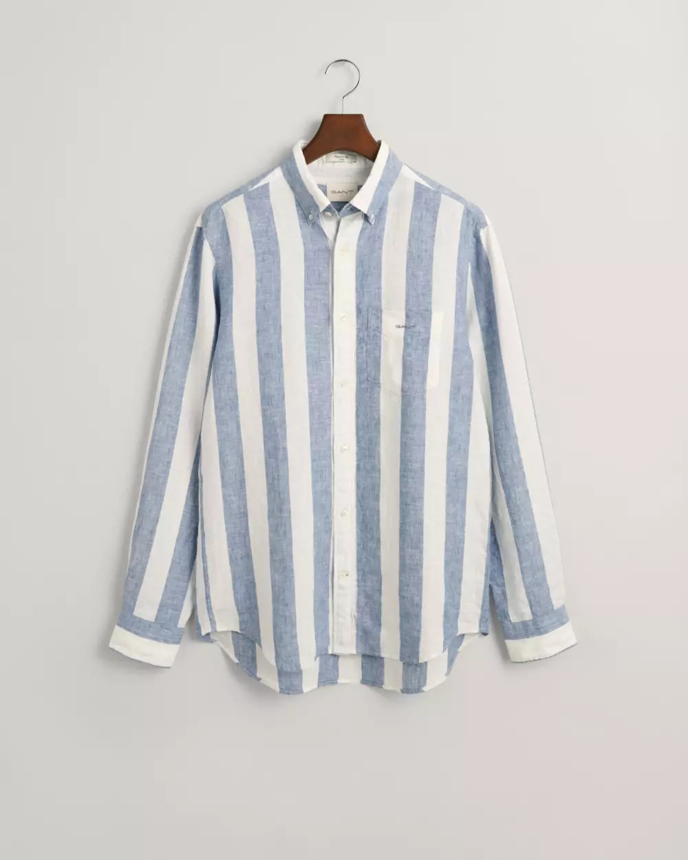 GANT - REG BOLD STRIPE LINEN SHIRT - SALTY SEA, SKJORTER, FRITIDSKJORTER, GANT, 202401_3240080_464, SHIRTS, HERRE, SALTY SEA