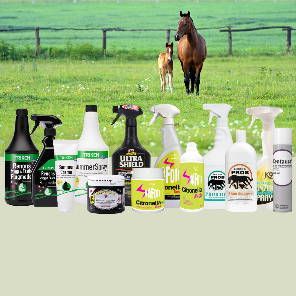 StallMagasinet, Ultra Shield, Trikem, Renons, Citronella, Ekholms Prob, Summer Spray, Centaura, Hästsalva, Flugskydd, hästar