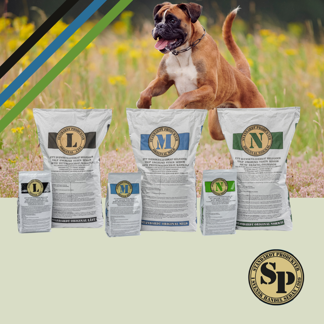 Standardt, hundfoder, svenskt, torrfoder, hund