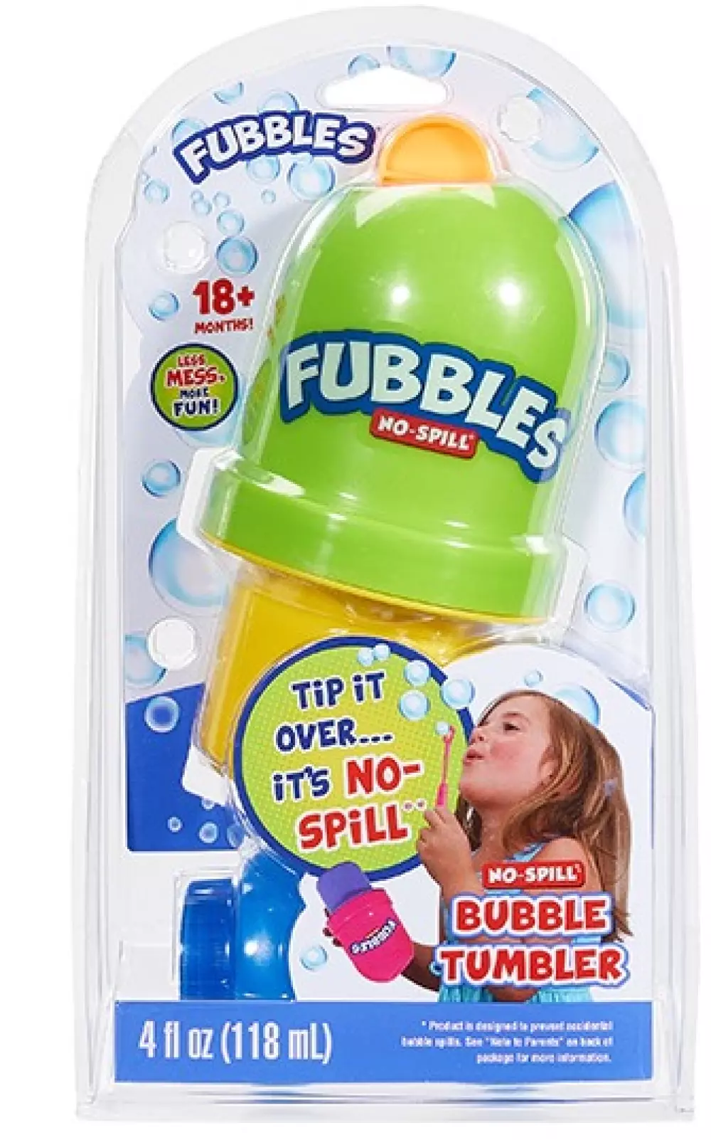 FUBBLES NO-SPILL BUBBLE TUMBLER® BLISTER, 10093539001522, Såpebobler, No-Spill, FUBBLES NO-SPILL, LITTLE KIDS, INC, 152n Fubbles® No-spill® Bubble Tumbler®, 152, 118 mL såpeboble blanding. Blisterpakk