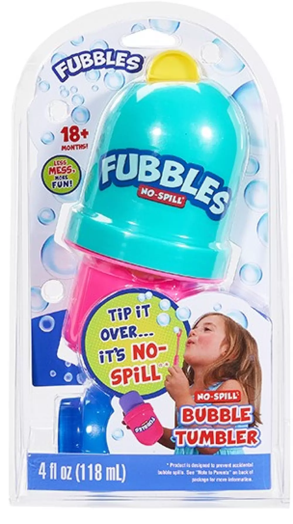 FUBBLES NO-SPILL BUBBLE TUMBLER® BLISTER, 10093539001522, Såpebobler, No-Spill, FUBBLES NO-SPILL, LITTLE KIDS, INC, 152n Fubbles® No-spill® Bubble Tumbler®, 152, 118 mL såpeboble blanding. Blisterpakk