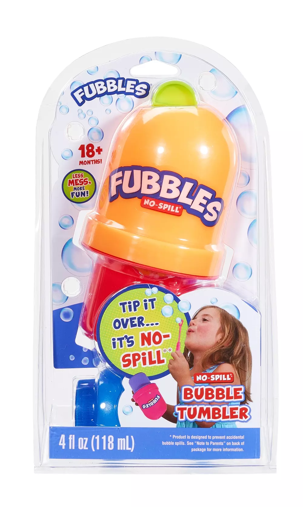 FUBBLES NO-SPILL BUBBLE TUMBLER® BLISTER, 10093539001522, Såpebobler, No-Spill, FUBBLES NO-SPILL, LITTLE KIDS, INC, 152n Fubbles® No-spill® Bubble Tumbler®, 152, 118 mL såpeboble blanding. Blisterpakk