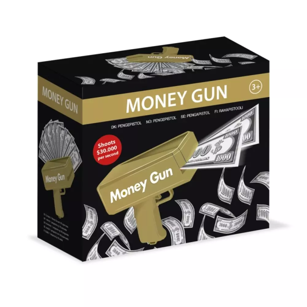MONEY GUN INCL. PAPER MONEY, 5713428020943, 10000148579, Inneleker, Fidget, småleker og morosaker, POCKET MONEY MONEY GUN INCL. PAPER MONEY, Medfølger startpakke med sedler