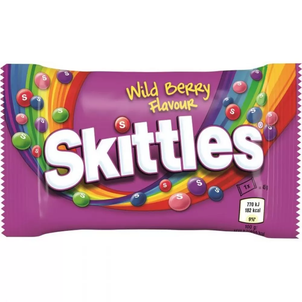 SKITTLES WILD BERRY 45G, 4009900522083, 1000042145, Spise og drikke, Godteri i pose, 45207