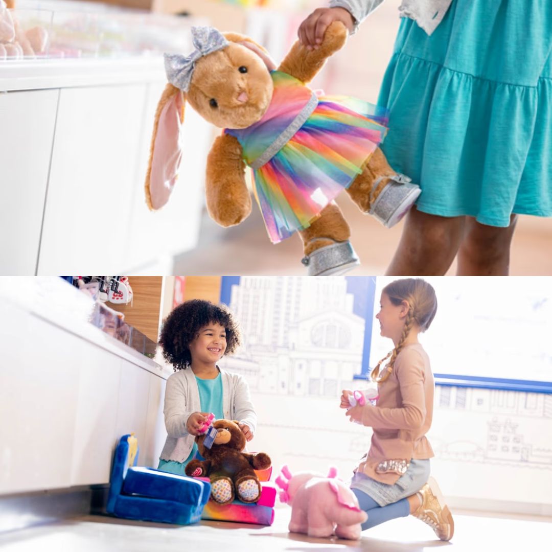kids playing with teddy bears